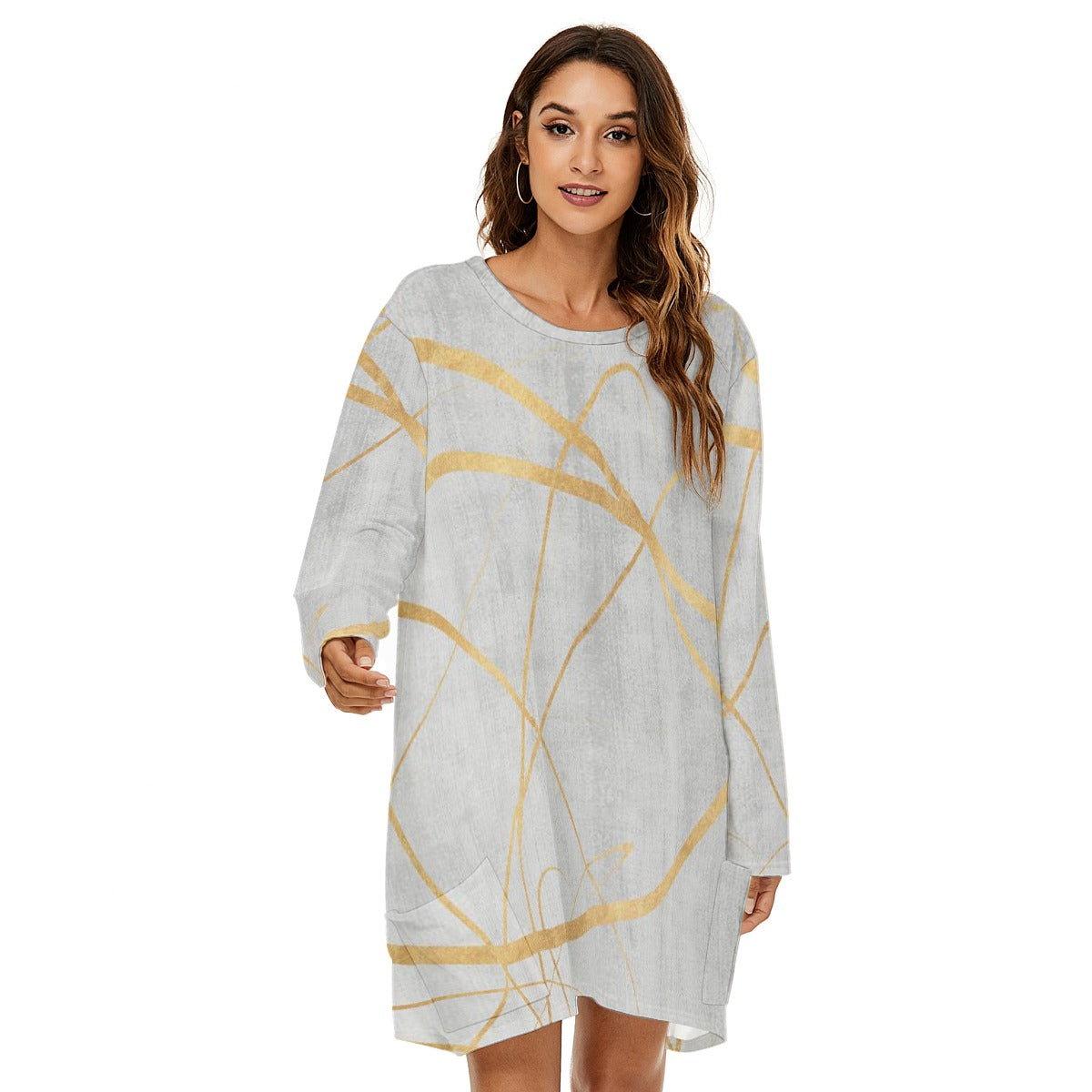 All-Over Print  Women's Loose Crew Neck Dress