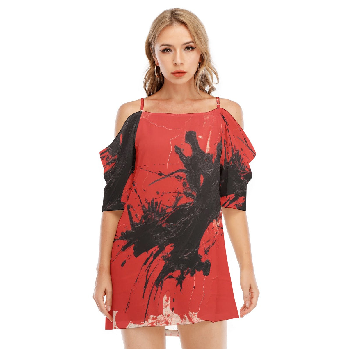 All-Over Print Women's Off-shoulder Cami Dress