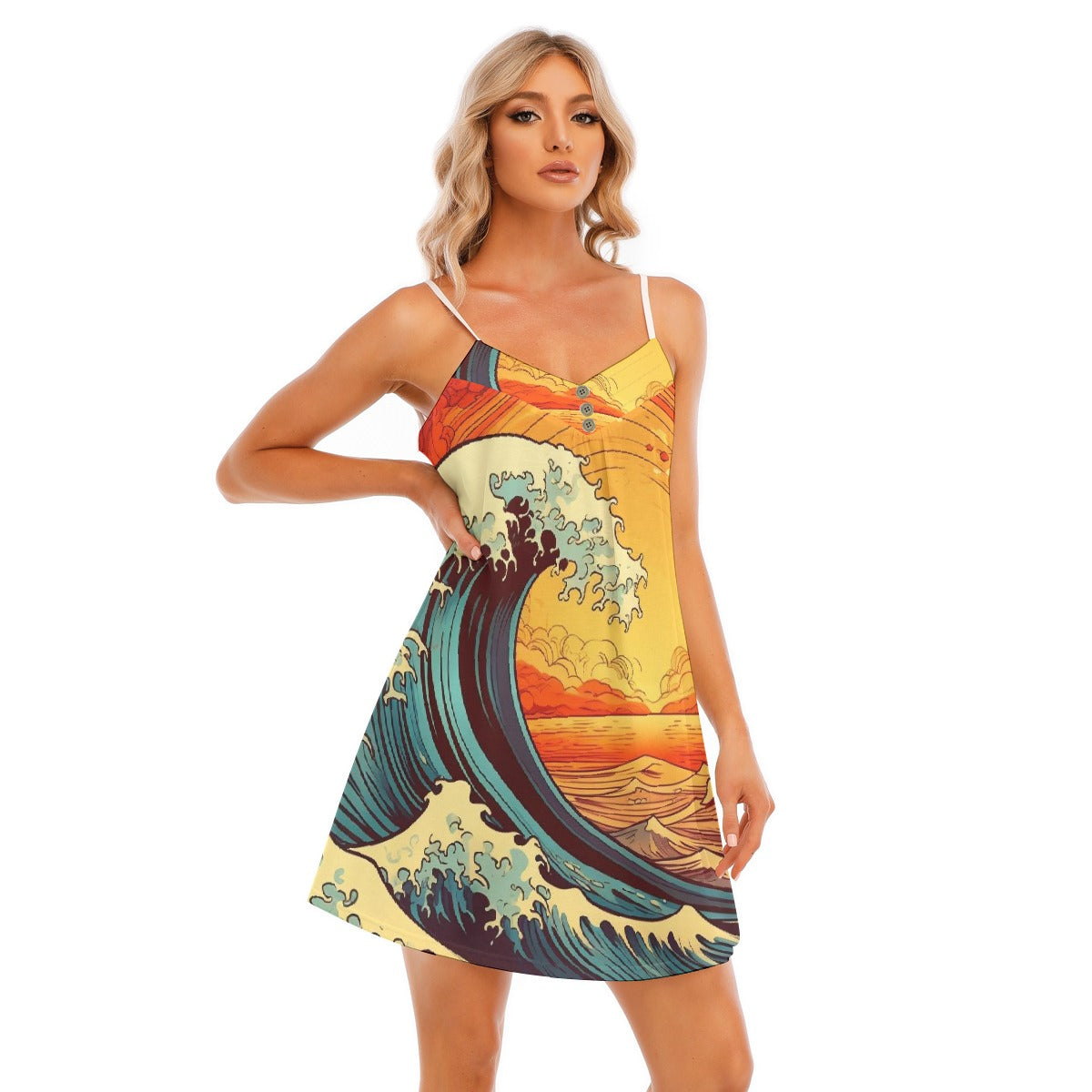 All-Over Print Women's V-neck Cami Dress