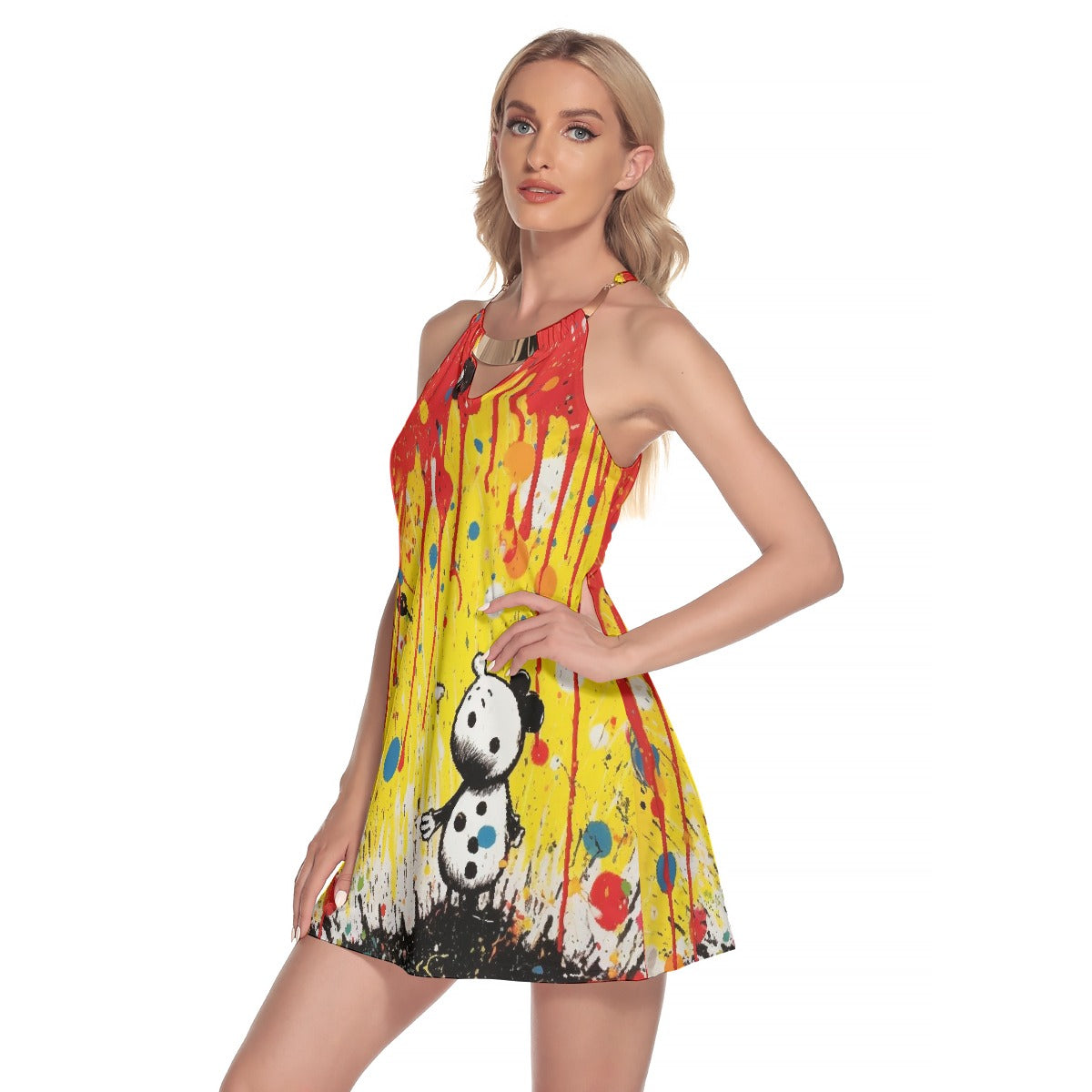 All-Over Print Women's Round Neck Above Knee Dress