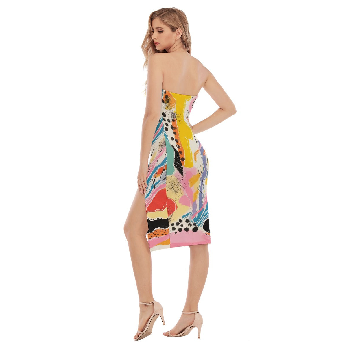 All-Over Print Women's Side Split Tube Top Dress