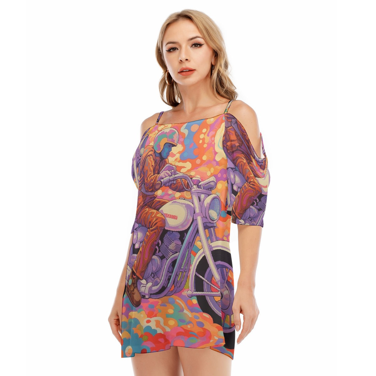 All-Over Print Women's Off-shoulder Cami Dress