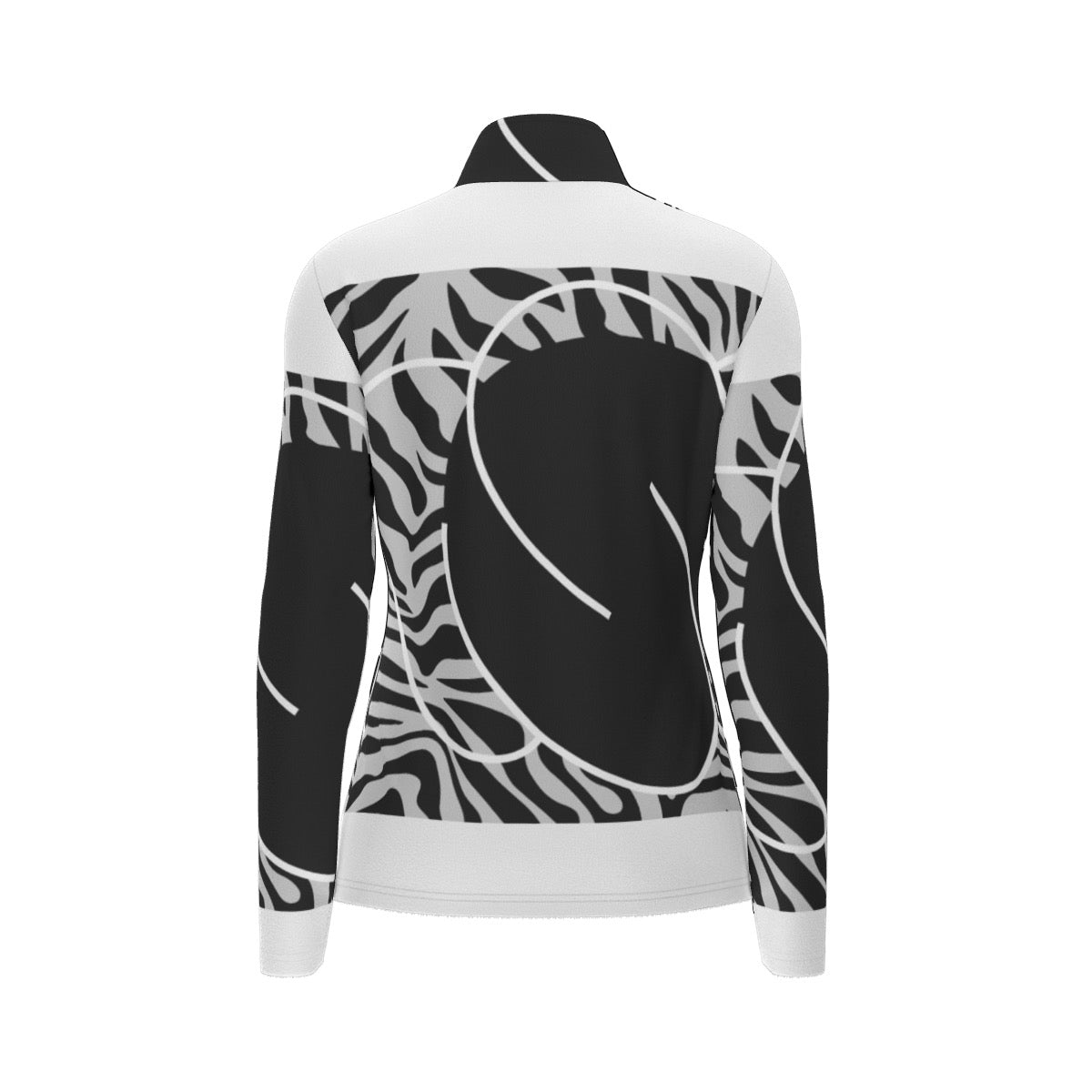 All-Over Print Women's Sports Collar Jersey With Long Sleeve