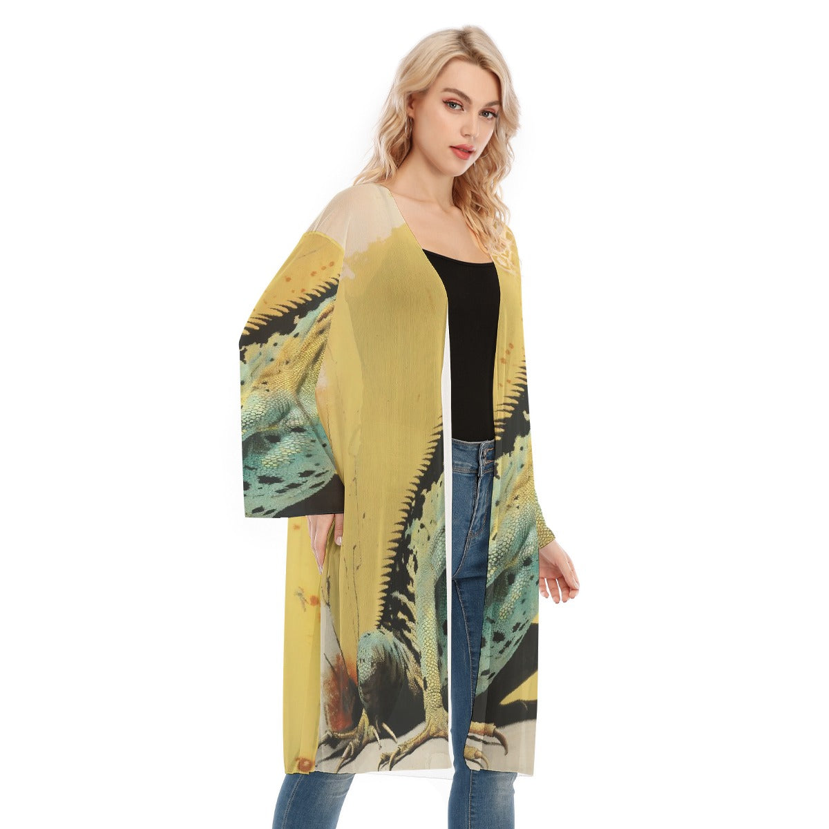 All- Over Print Women's Long Sleeve Mesh Cardigan