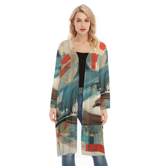 All- Over Print Women's Long Sleeve Mesh Cardigan