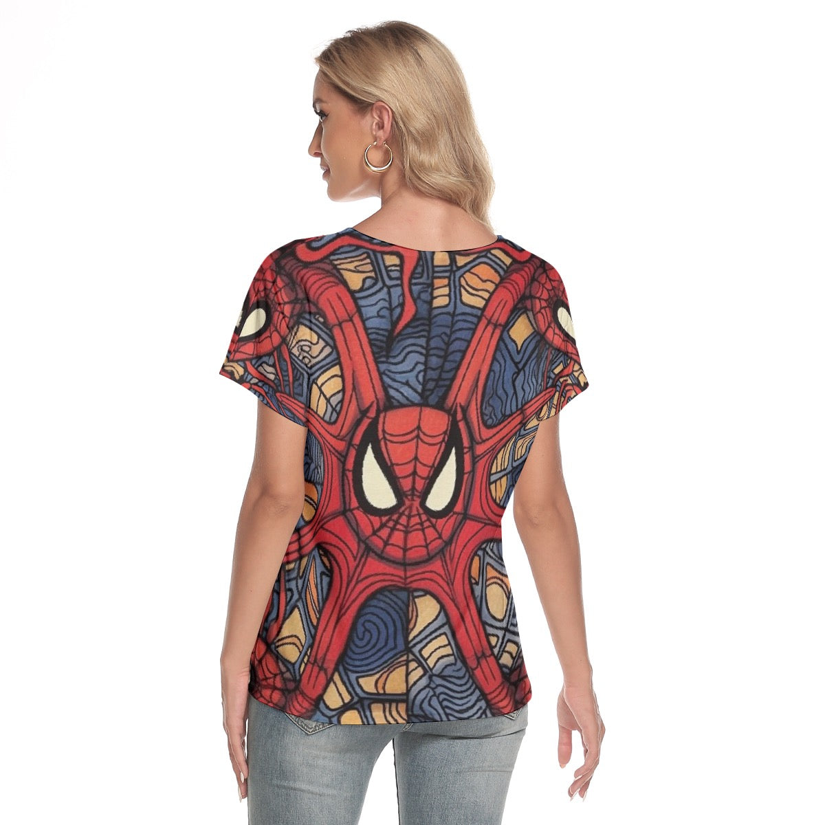 All-Over Print Women's Loose V-neck Short Sleeve T-shirt