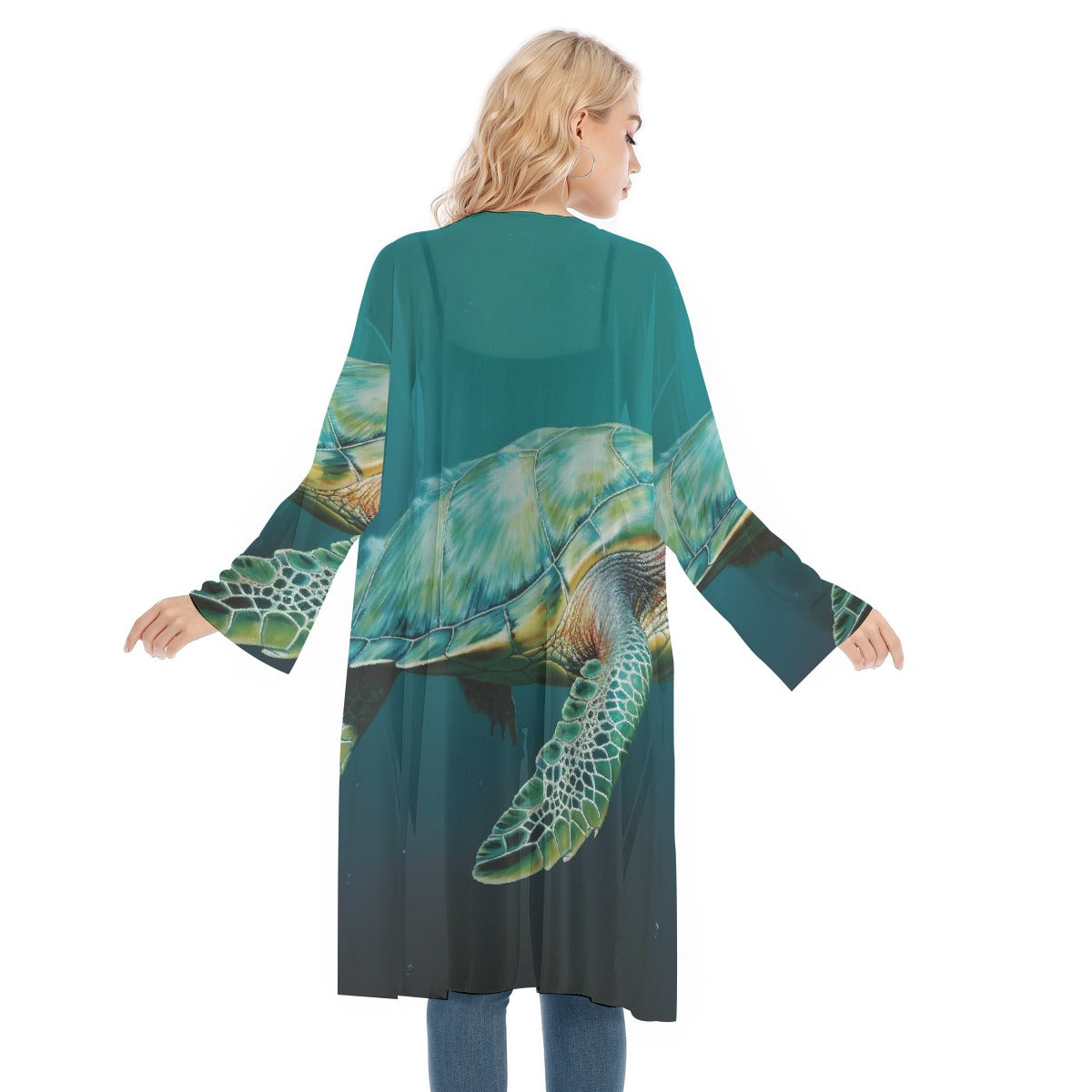 All- Over Print Women's Long Sleeve Mesh Cardigan