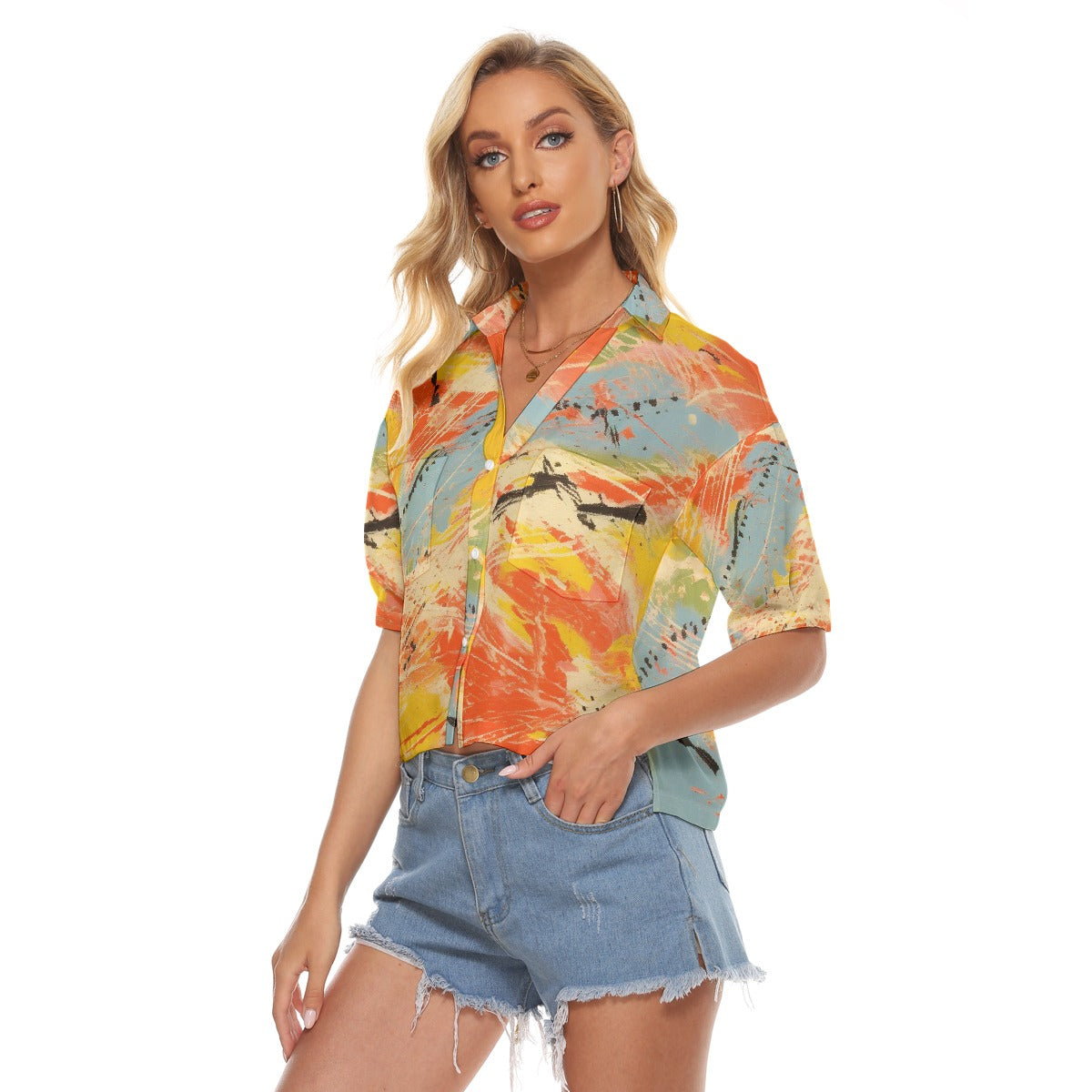 All-Over Print Women's V-neck Shirts