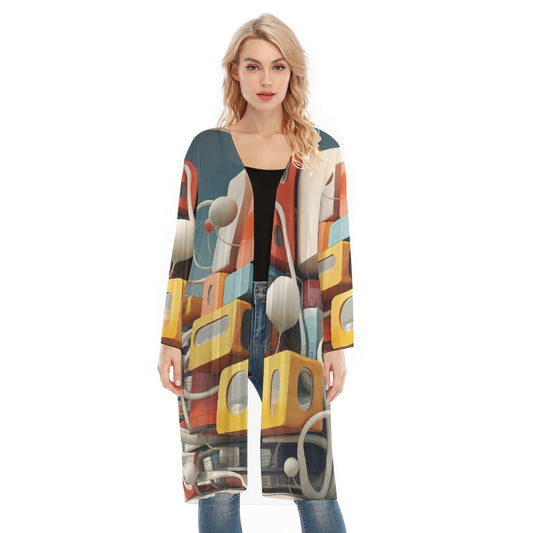 All- Over Print Women's Long Sleeve Mesh Cardigan