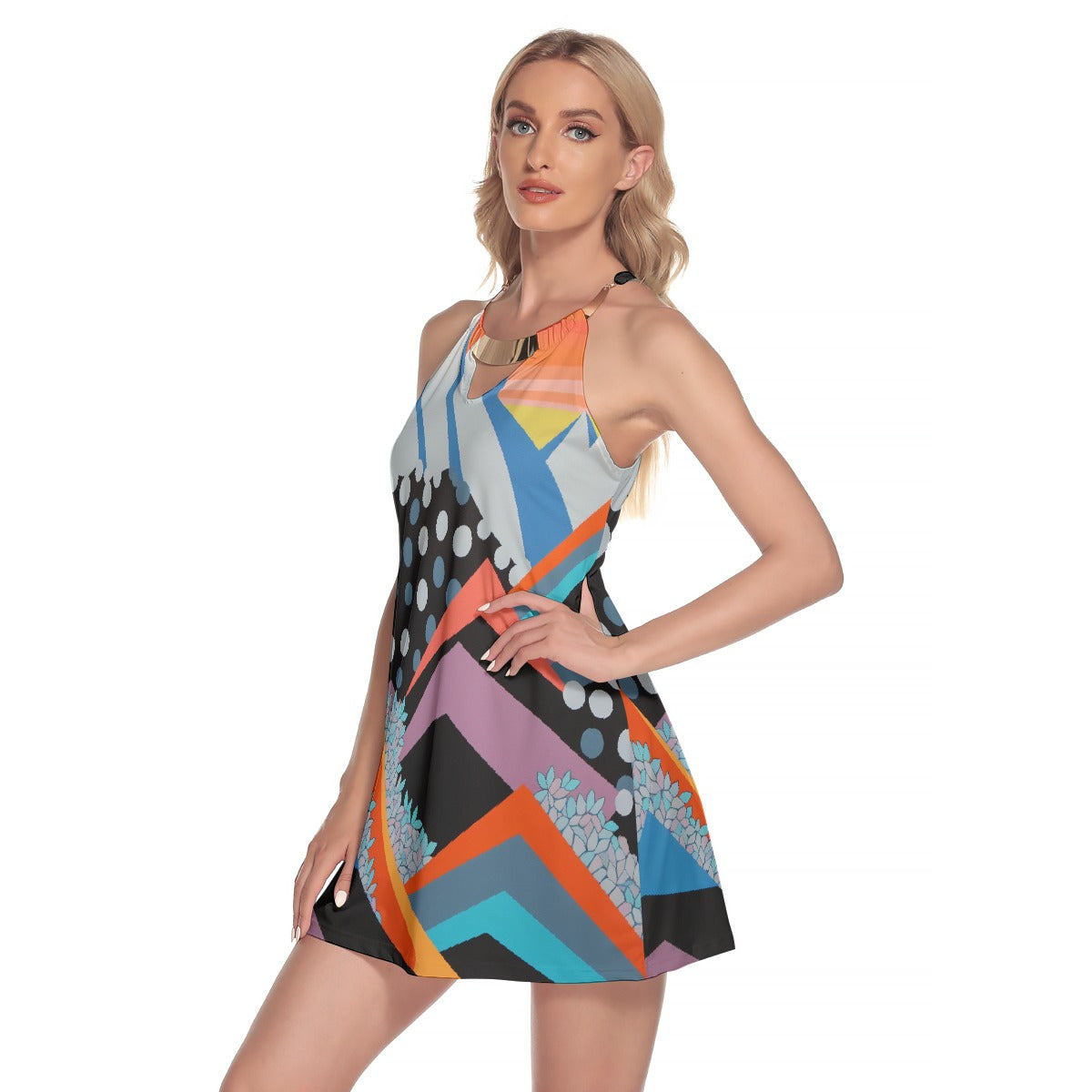 All-Over Print Women's Round Neck Above Knee Dress