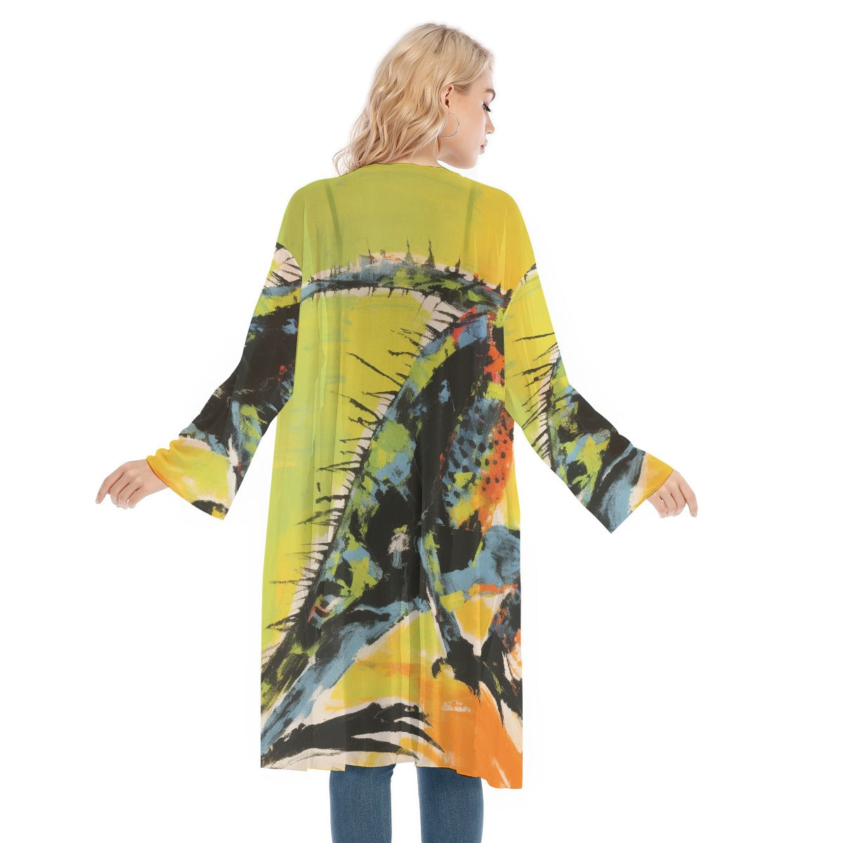 All- Over Print Women's Long Sleeve Mesh Cardigan