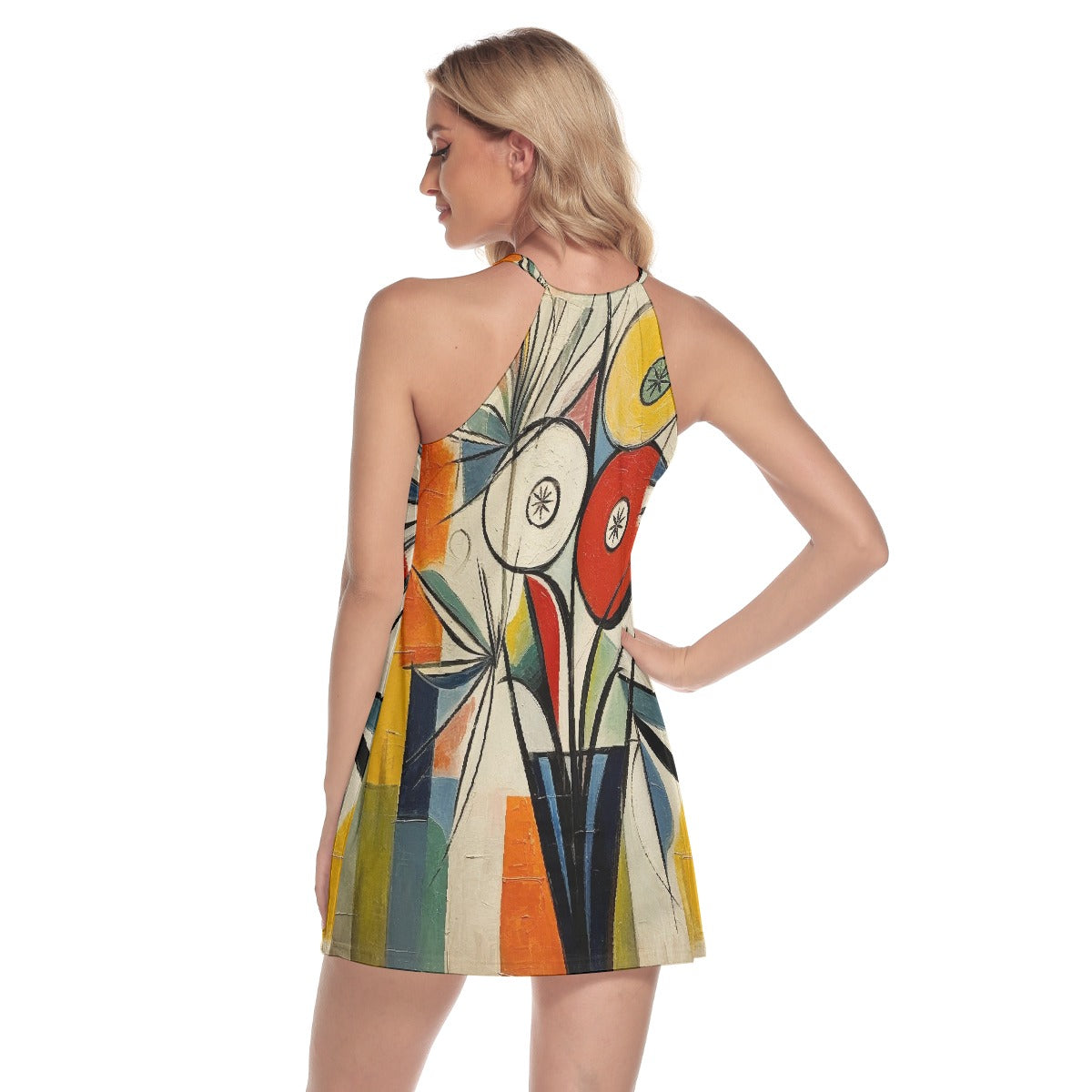 All-Over Print Women's Round Neck Above Knee Dress