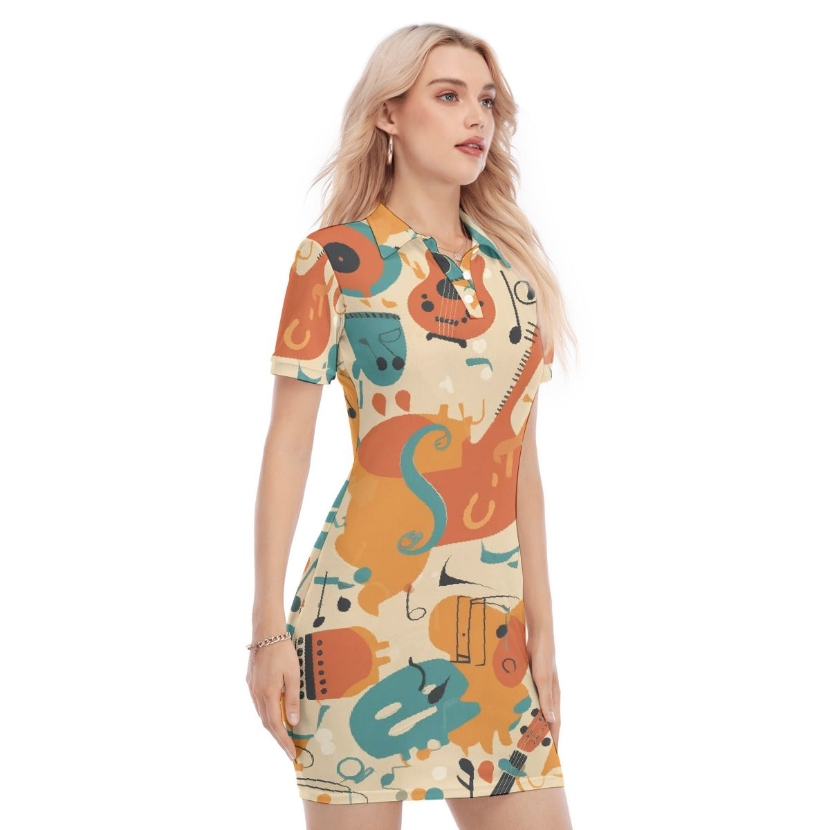 All-Over Print Women's Polo Collar Dress