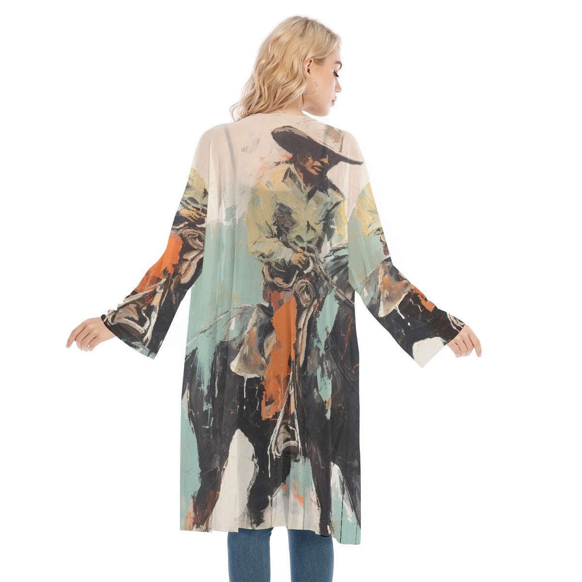 All- Over Print Women's Long Sleeve Mesh Cardigan