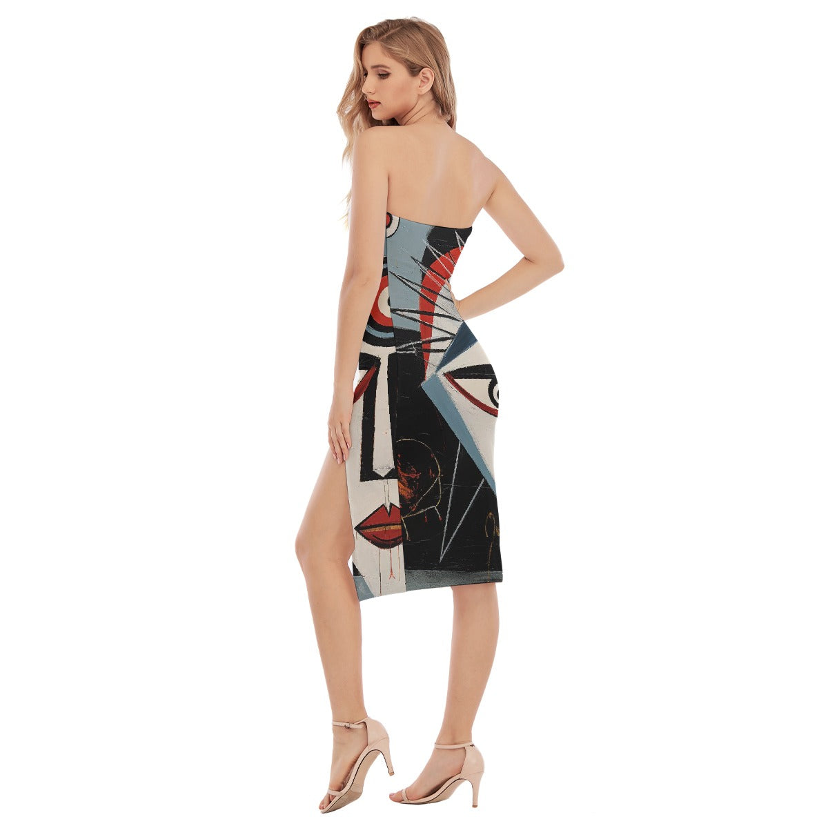 All-Over Print Women's Side Split Tube Top Dress