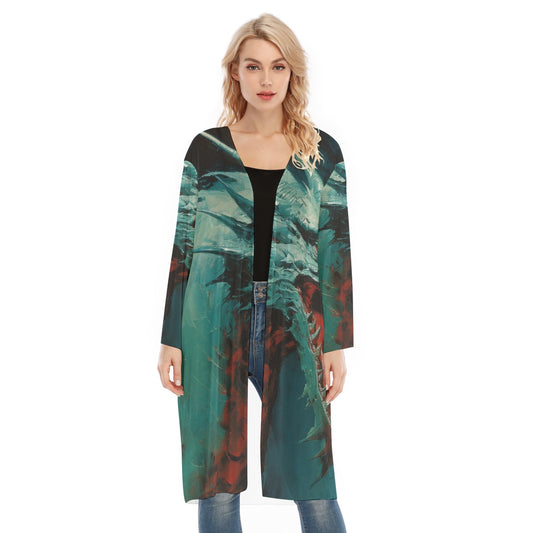 All- Over Print Women's Long Sleeve Mesh Cardigan