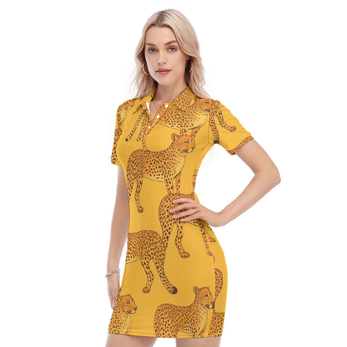 All-Over Print Women's Polo Collar Dress