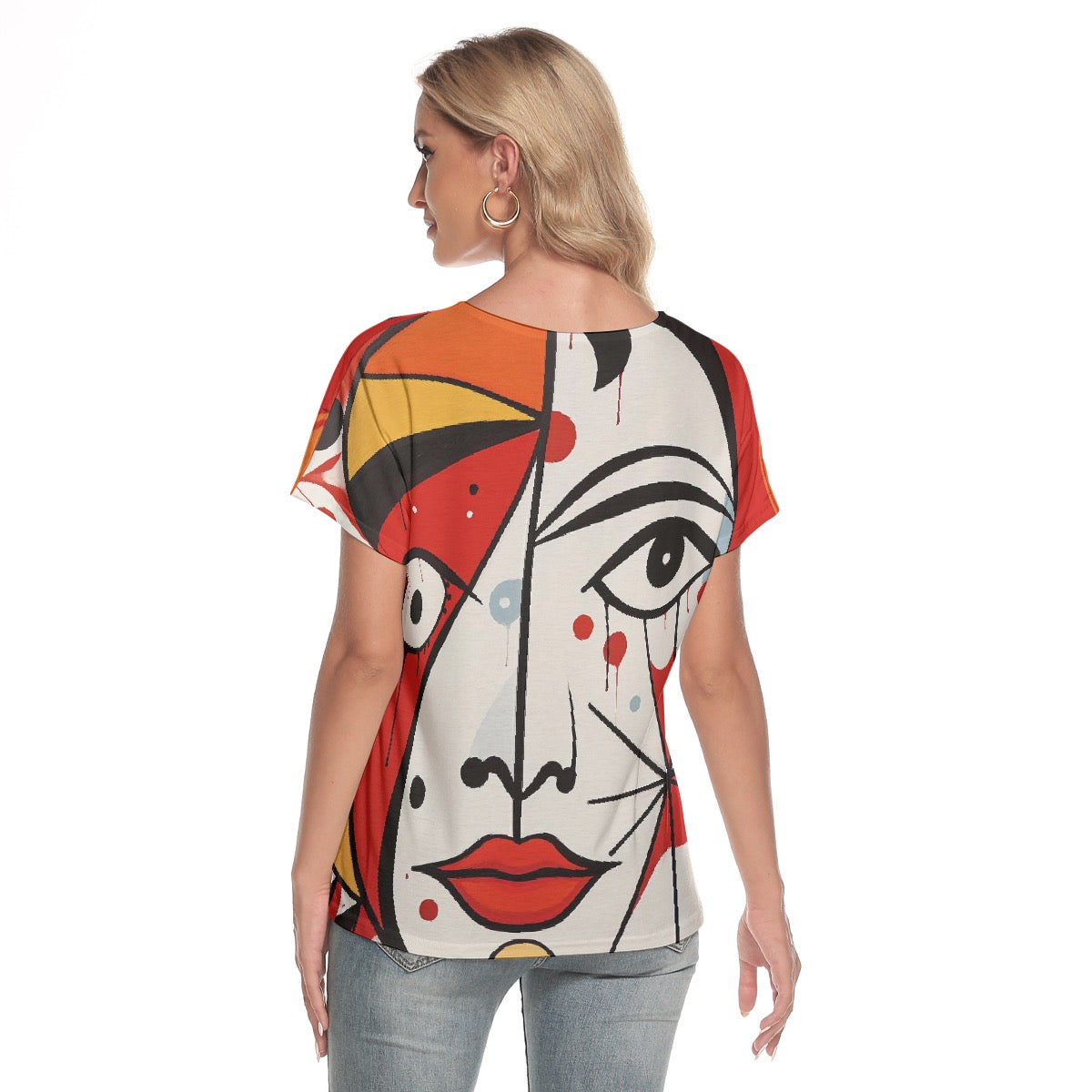 All-Over Print Women's Loose V-neck Short Sleeve T-shirt