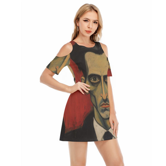 All-Over Print Women's Cold Shoulder Dress | 190GSM Cotton