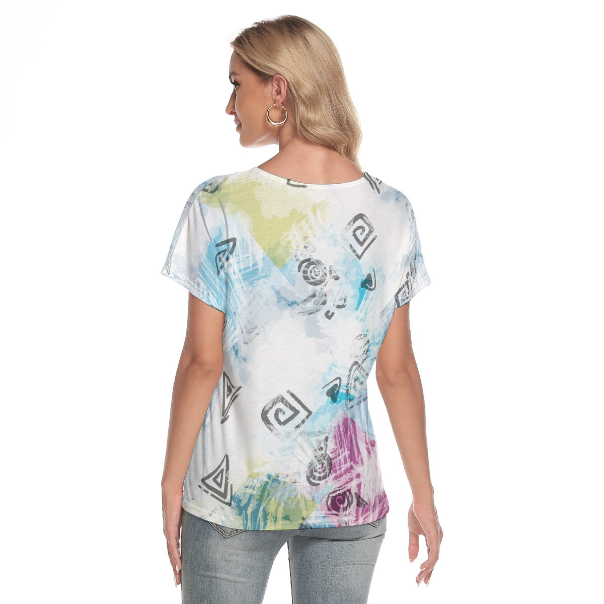 All-Over Print Women's Loose V-neck Short Sleeve T-shirt