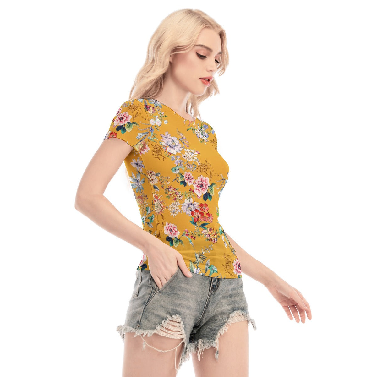 All-Over Print Women's Short Sleeve Mesh Blouse