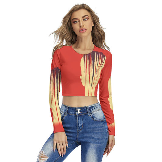 All-Over Print Women's Round Neck Crop Top T-Shirt