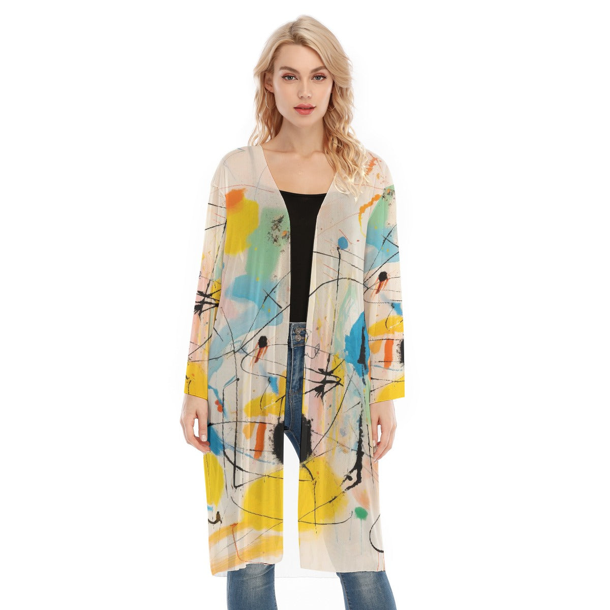 All- Over Print Women's Long Sleeve Mesh Cardigan