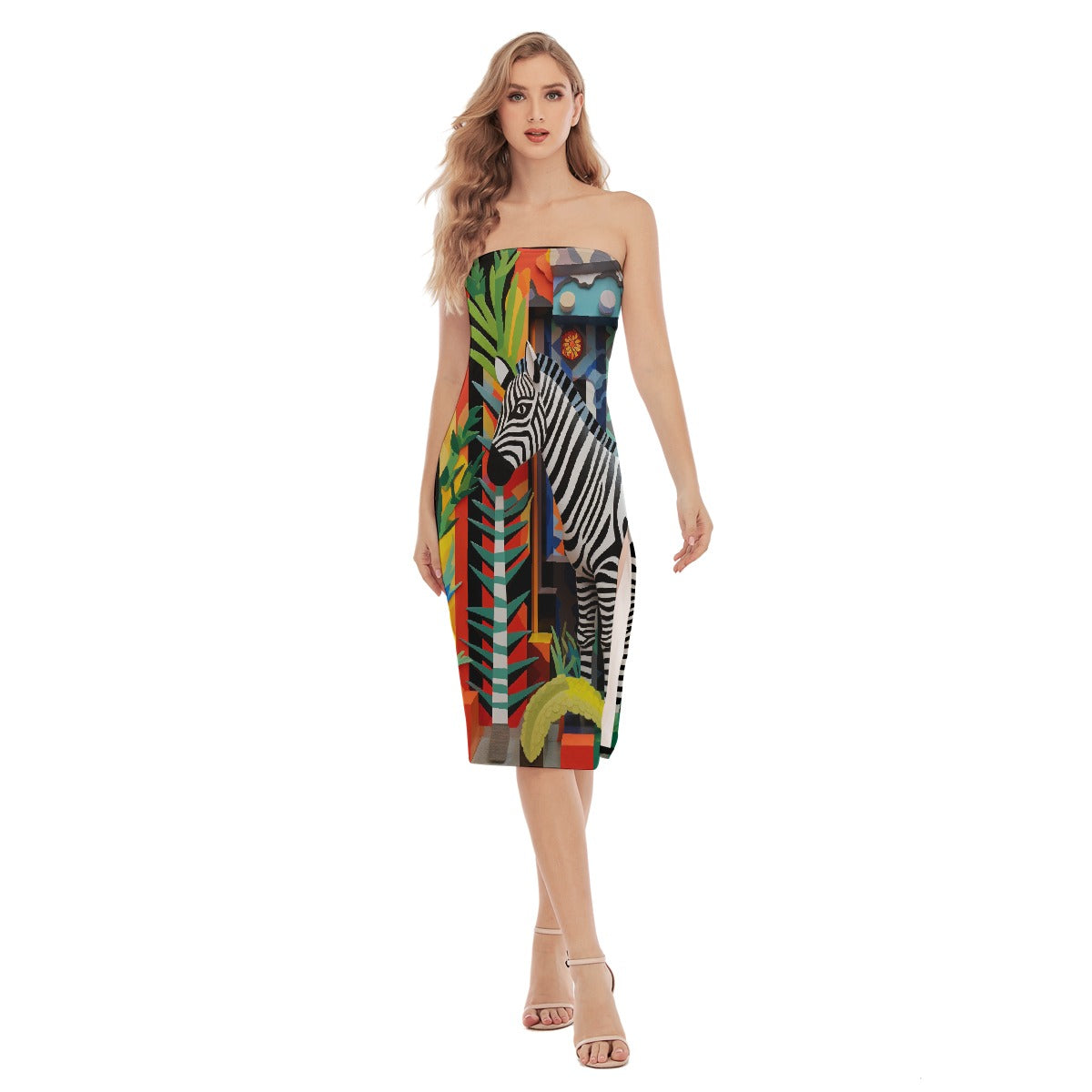 All-Over Print Women's Side Split Tube Top Dress