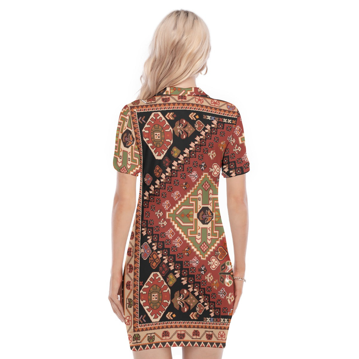 All-Over Print Women's Polo Collar Dress