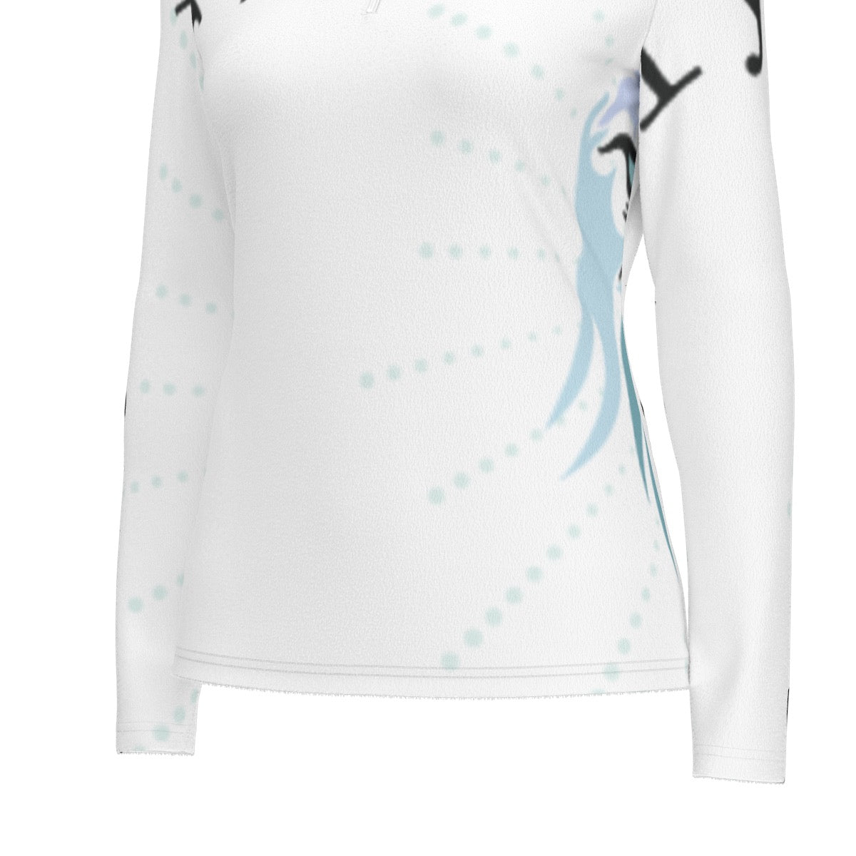 All-Over Print Women's Sports Collar Jersey With Long Sleeve