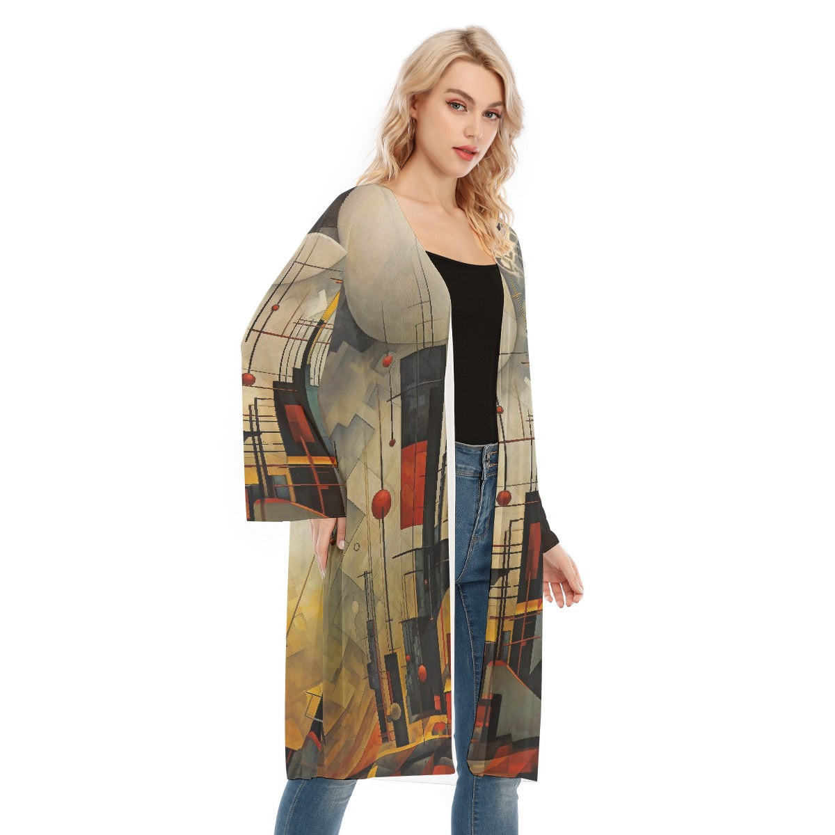 All- Over Print Women's Long Sleeve Mesh Cardigan