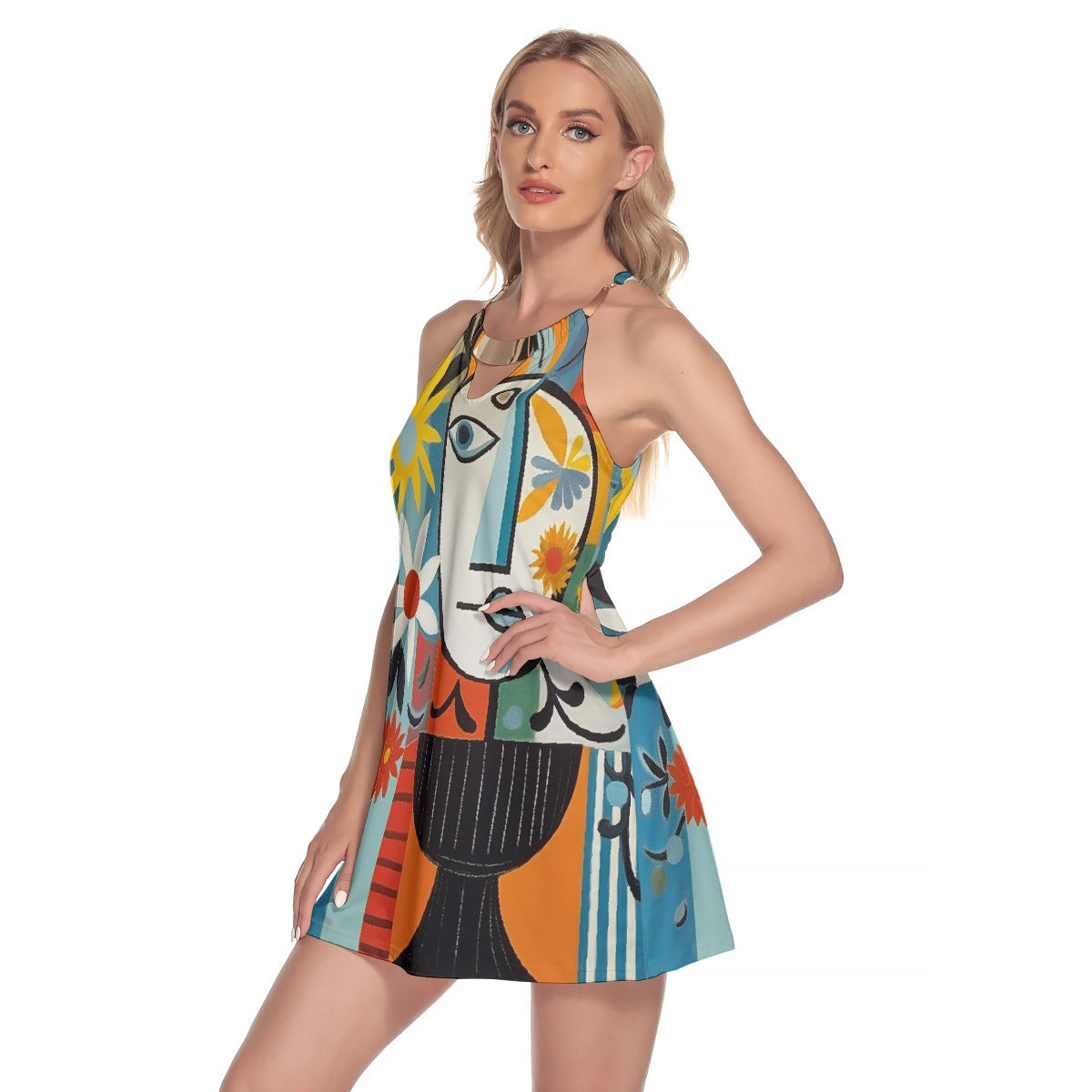 All-Over Print Women's Round Neck Above Knee Dress