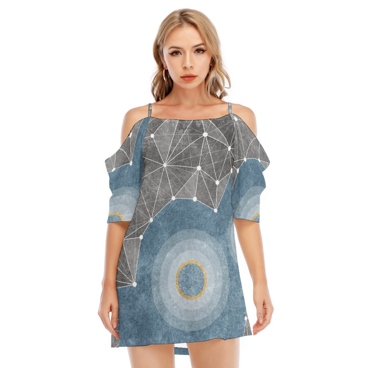 All-Over Print Women's Off-shoulder Cami Dress