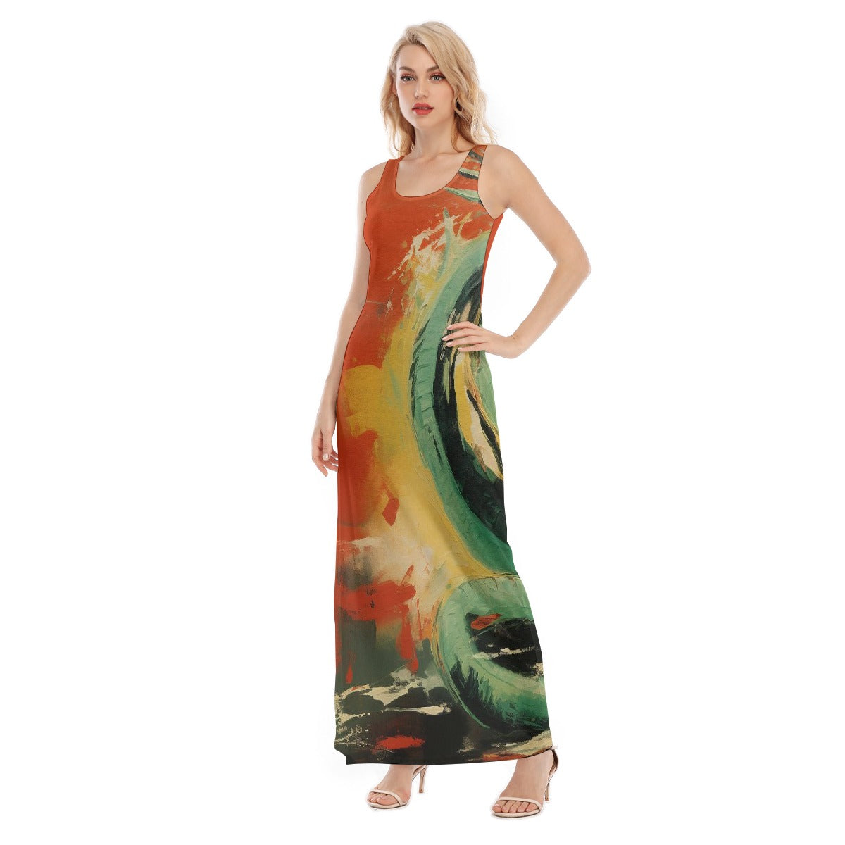 All-Over Print Women's Vest Dress | Length To Ankle