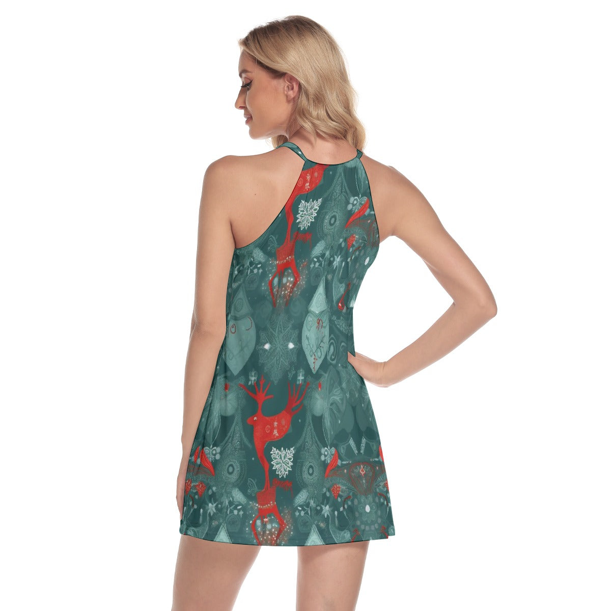 All-Over Print Women's Round Neck Above Knee Dress