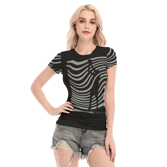 All-Over Print Women's Short Sleeve Mesh Blouse