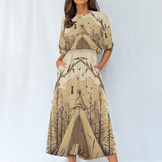 All-Over Print Women's Elastic Waist Dress