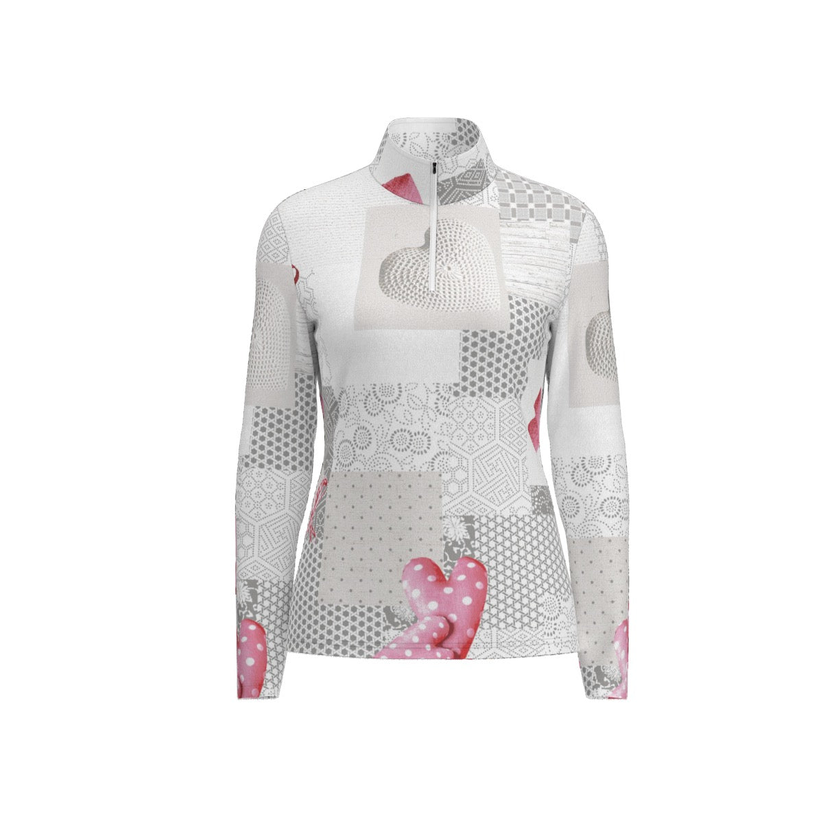 All-Over Print Women's Sports Collar Jersey With Long Sleeve