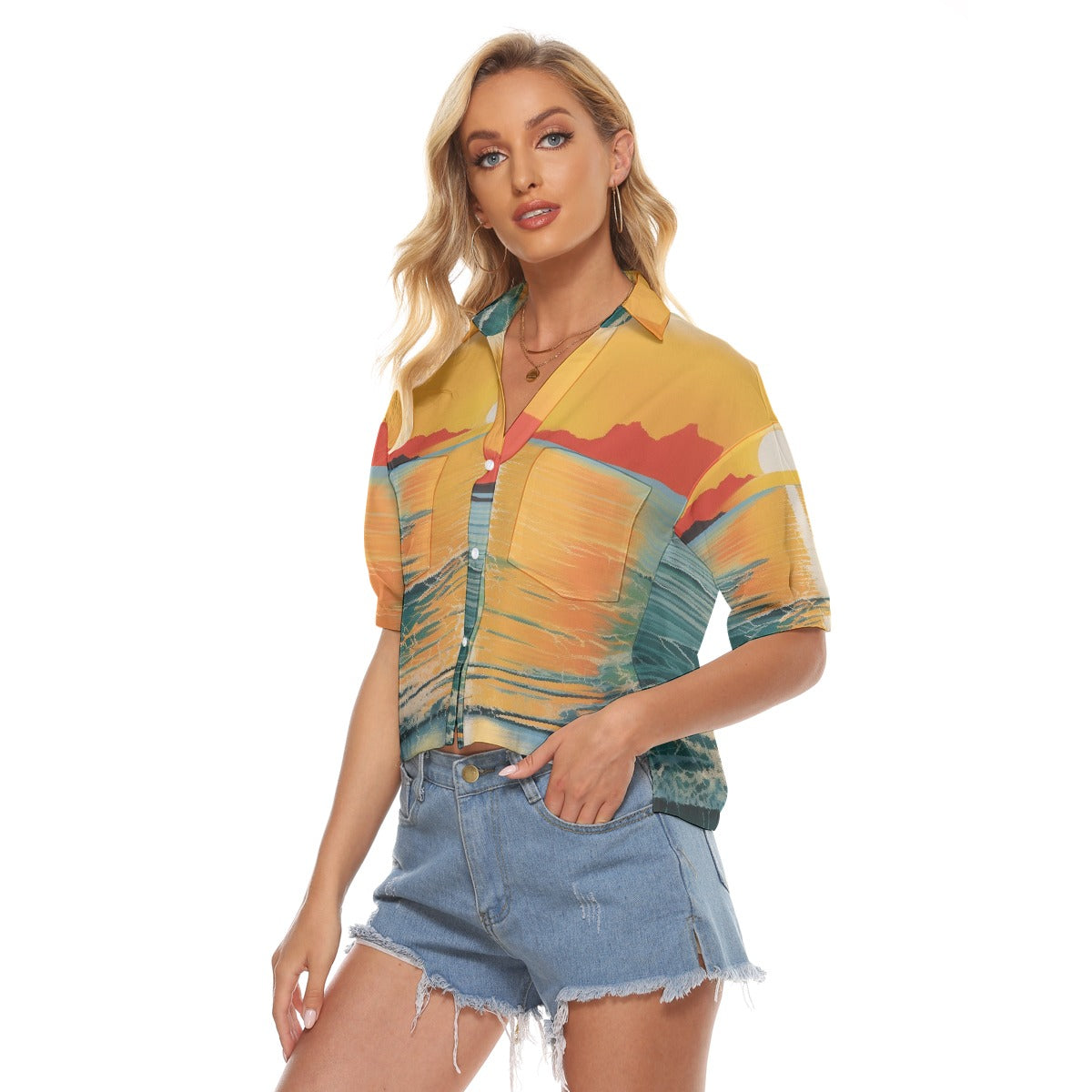 All-Over Print Women's V-neck Shirts