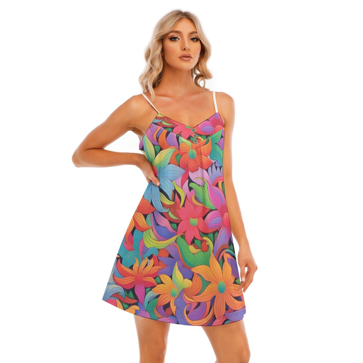 All-Over Print Women's V-neck Cami Dress