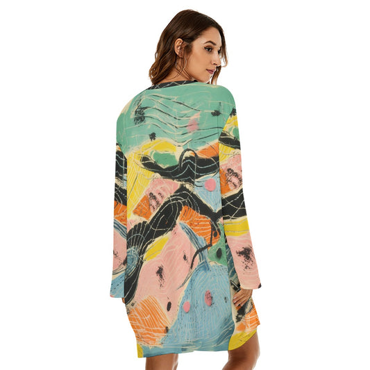 All-Over Print  Women's Loose Crew Neck Dress