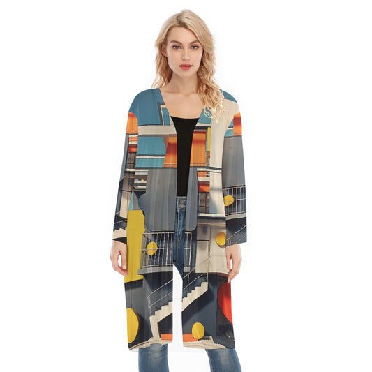 All- Over Print Women's Long Sleeve Mesh Cardigan