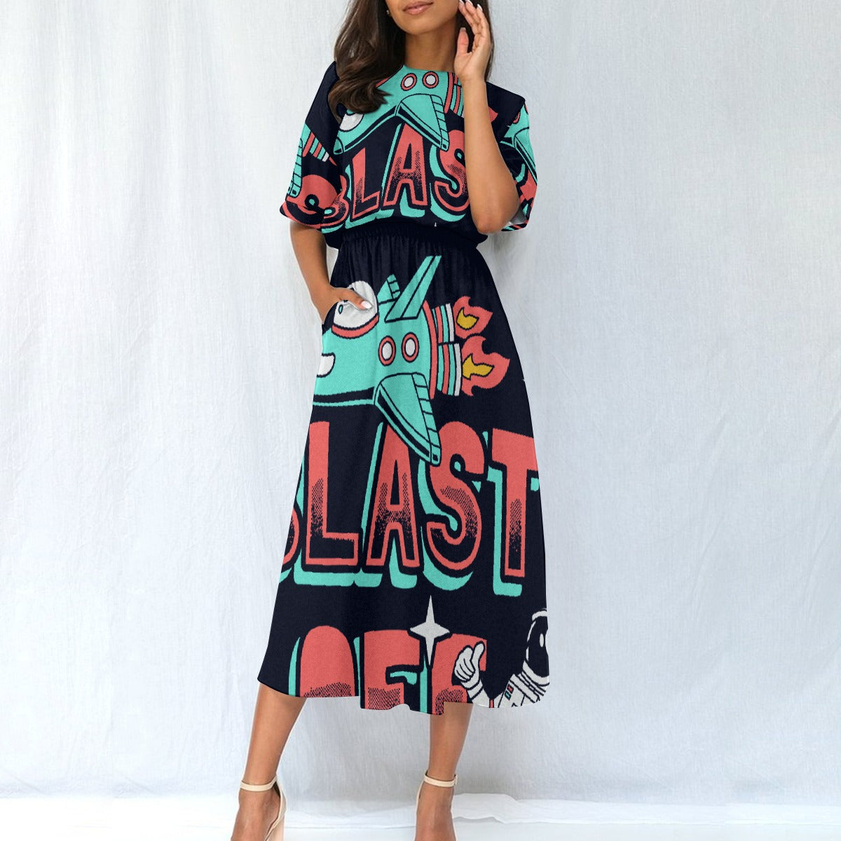 All-Over Print Women's Elastic Waist Dress