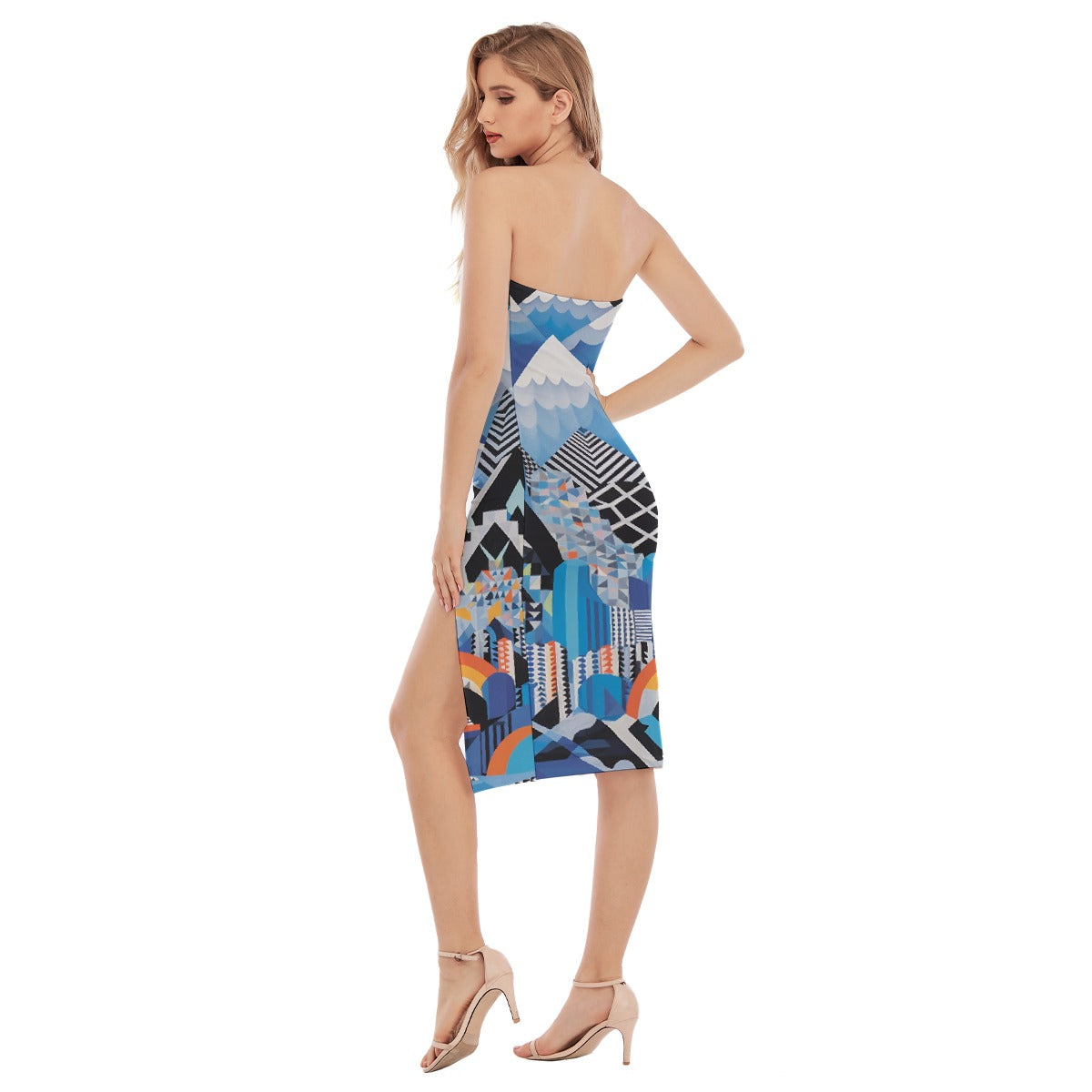 All-Over Print Women's Side Split Tube Top Dress