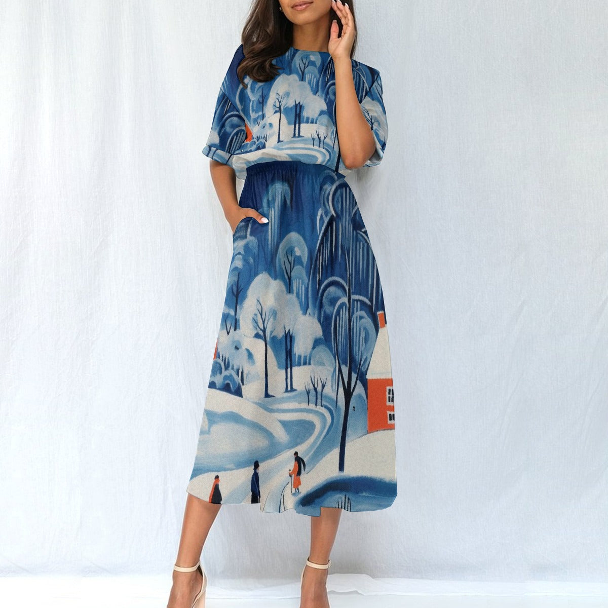 All-Over Print Women's Elastic Waist Dress