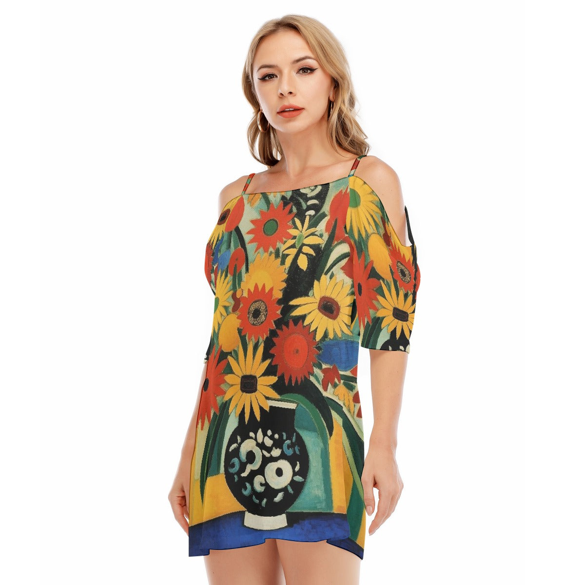 All-Over Print Women's Off-shoulder Cami Dress