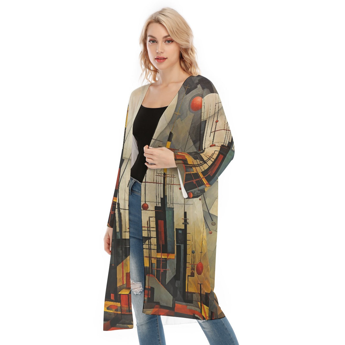 All- Over Print Women's Long Sleeve Mesh Cardigan