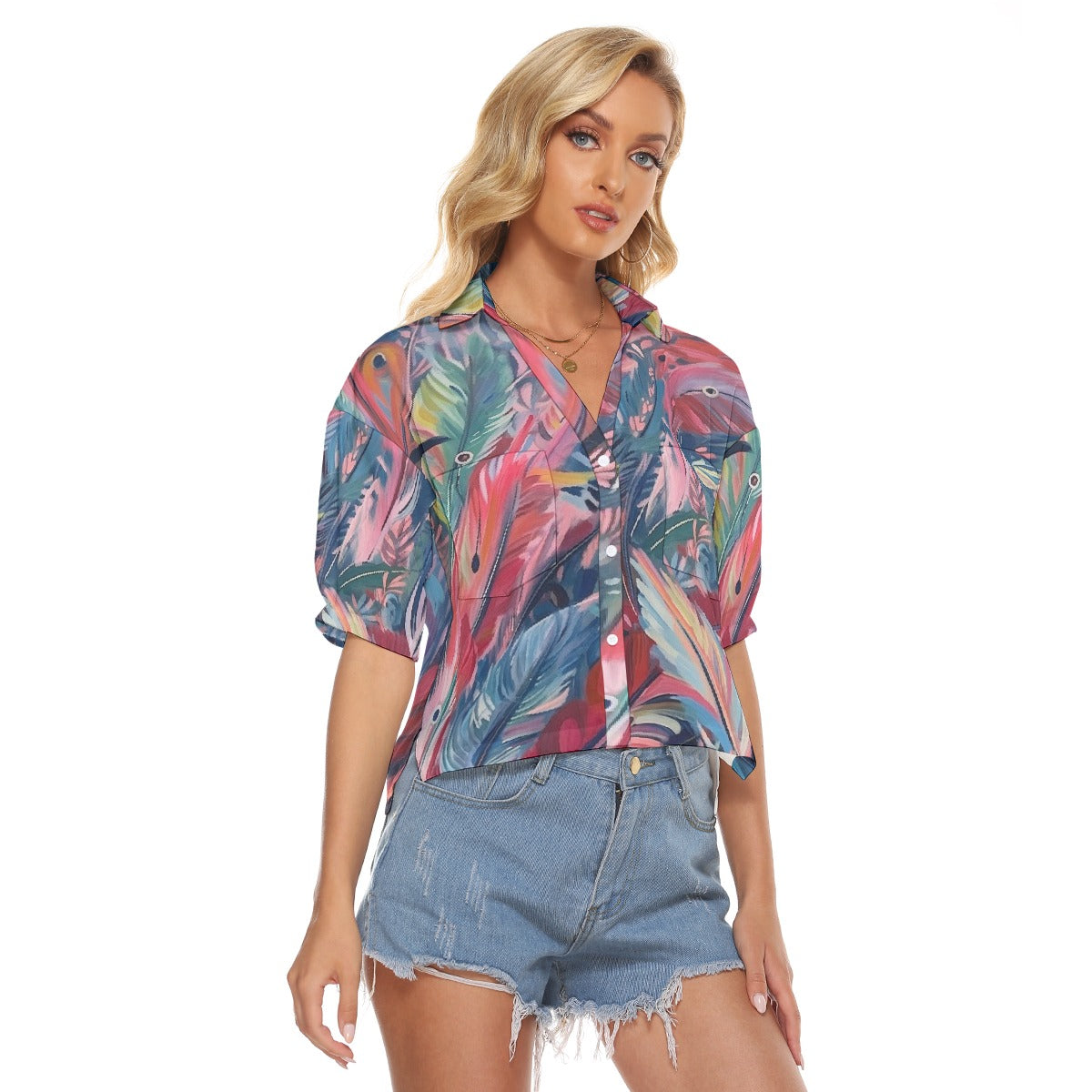 All-Over Print Women's V-neck Shirts