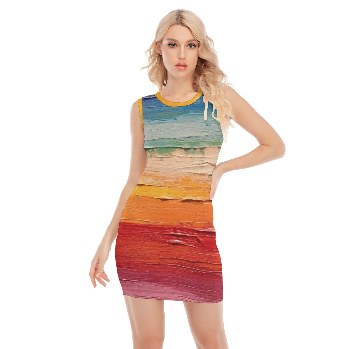 All-Over Print Women's O-neck Sleeveless Hip Skirt