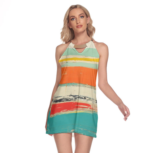 All-Over Print Women's Round Neck Above Knee Dress